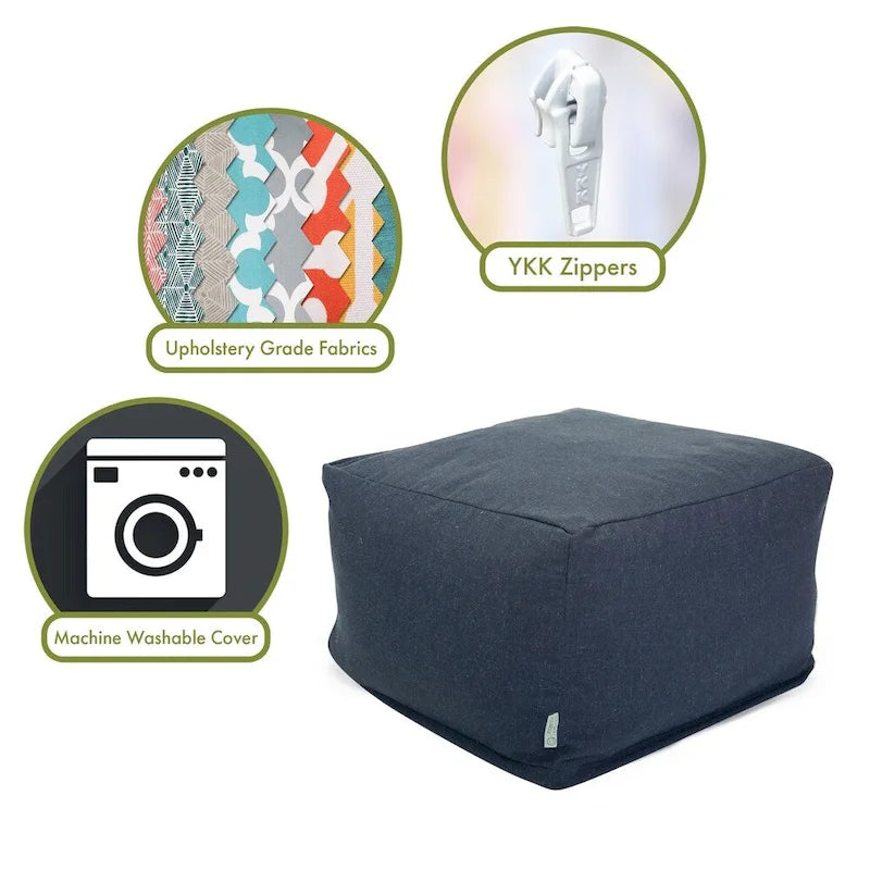 Indoor Wales Poly/Linen Ottoman Pouf