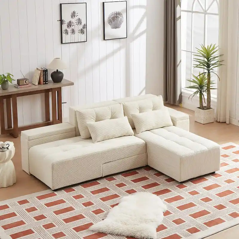 Modular Corduroy Sleeper Sofa