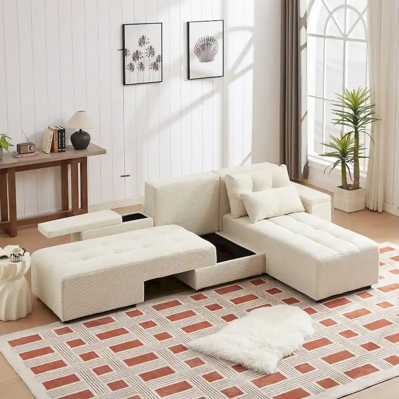 Modular Corduroy Sleeper Sofa