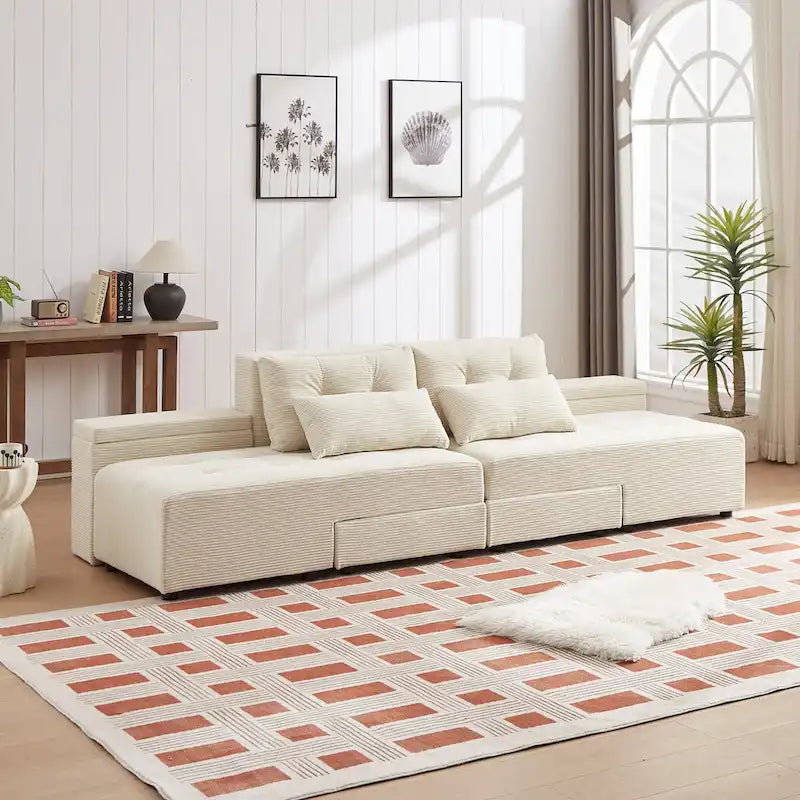 Modular Corduroy Sleeper Sofa