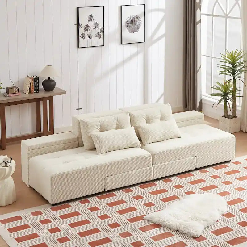 Modular Corduroy Sleeper Sofa