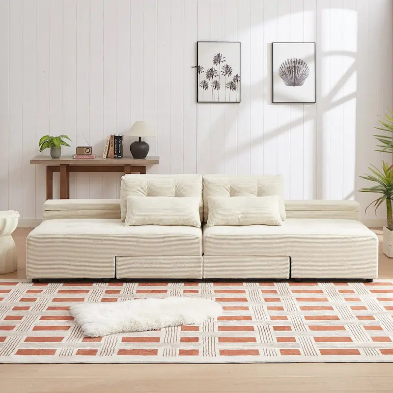 Modular Corduroy Sleeper Sofa