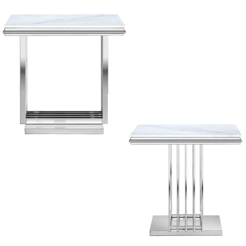 Luxurious Silver and Glass End Table
