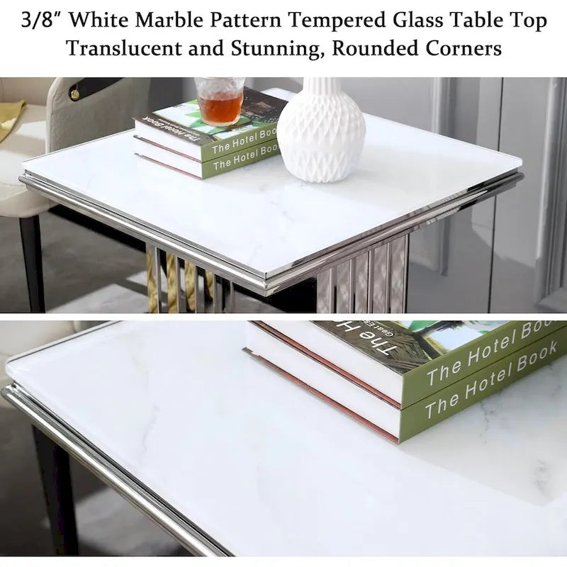 Luxurious Silver and Glass End Table