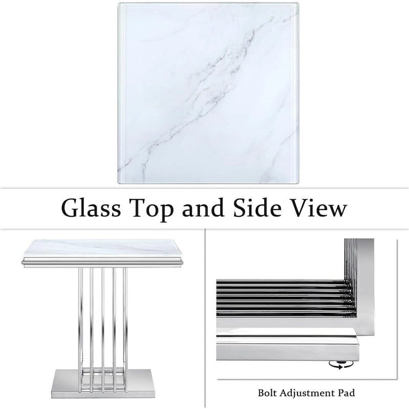 Luxurious Silver and Glass End Table