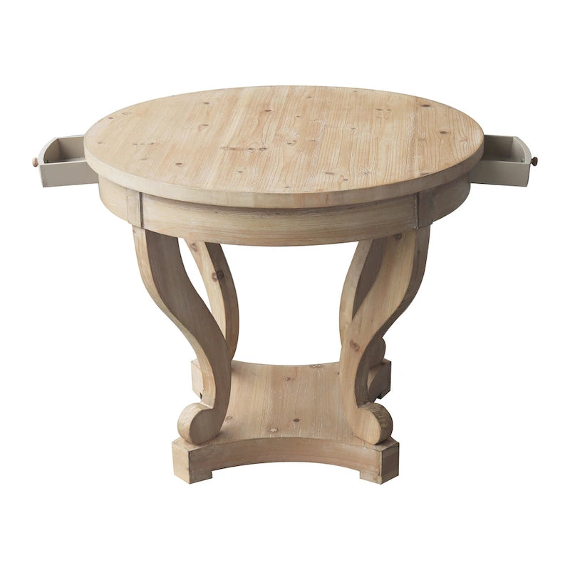 Curved Legs Farmhouse Style Round Dining Table