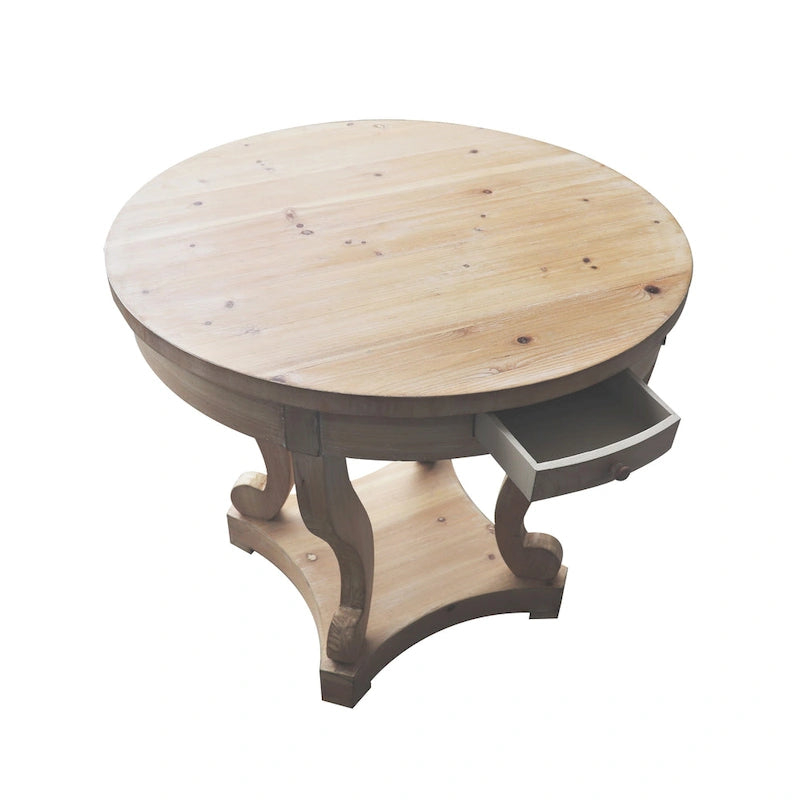 Curved Legs Farmhouse Style Round Dining Table