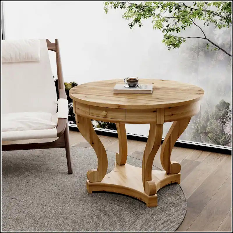 Curved Legs Farmhouse Style Round Dining Table