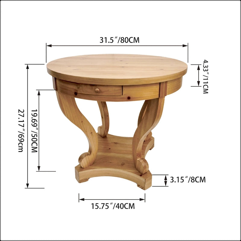 Curved Legs Farmhouse Style Round Dining Table