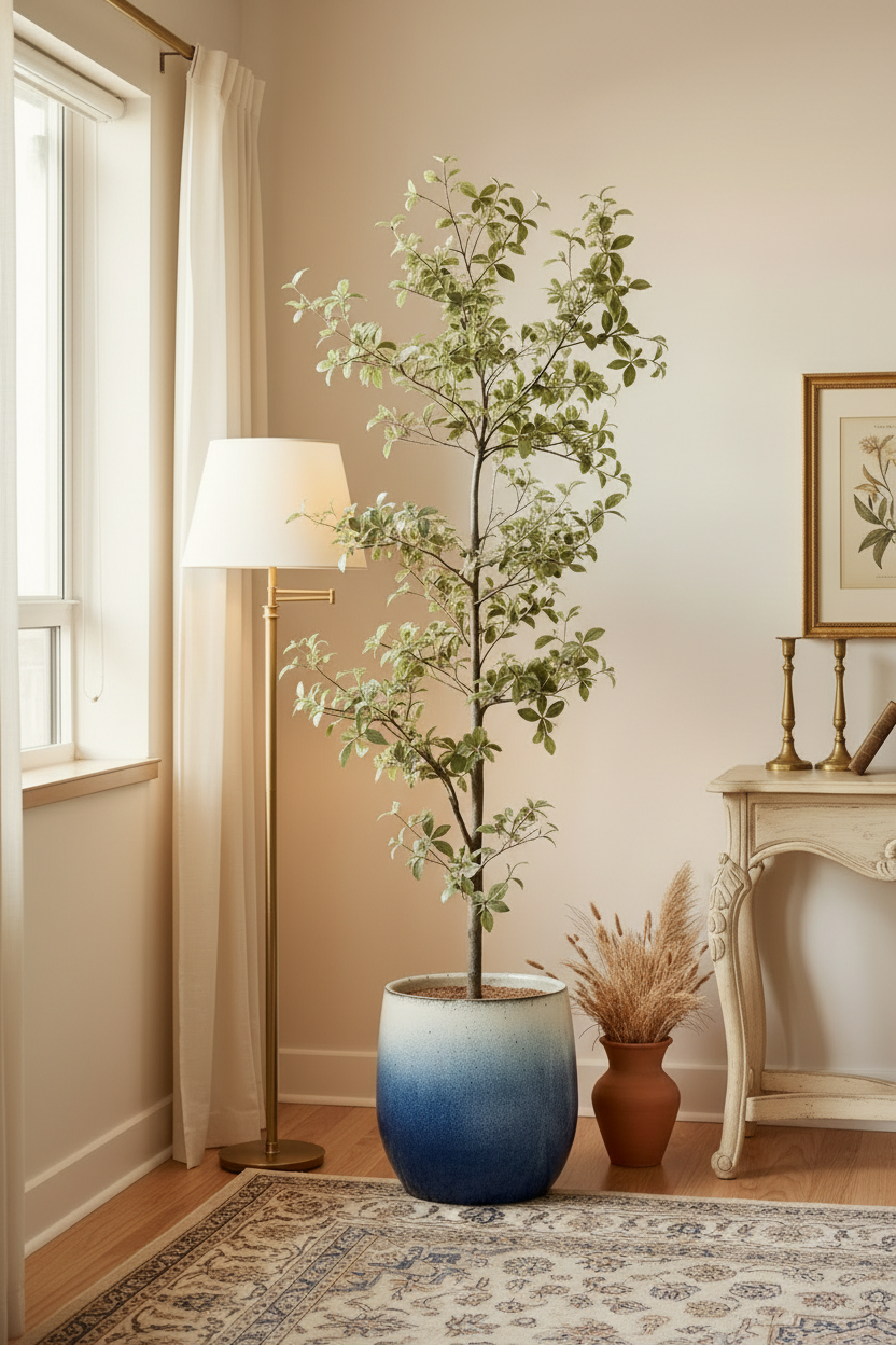 Blue Round Ceramic Planter Pot